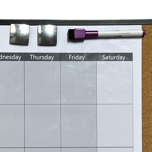 Dry Erase Board Calendar Black Frame 23in x 17in - Picture 3 of 3
